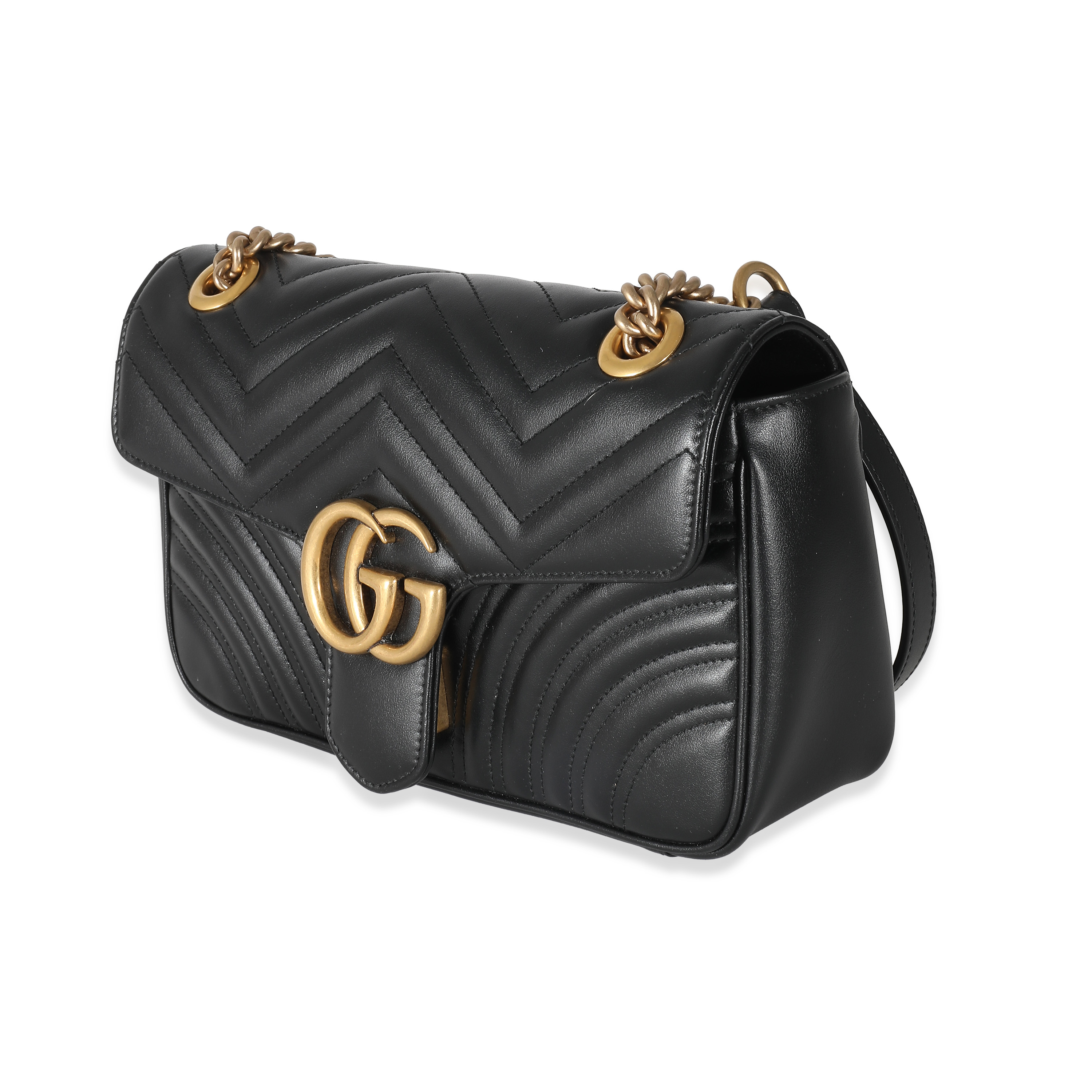 Gucci Black Matelassé Leather Medium GG Marmont Bag-1