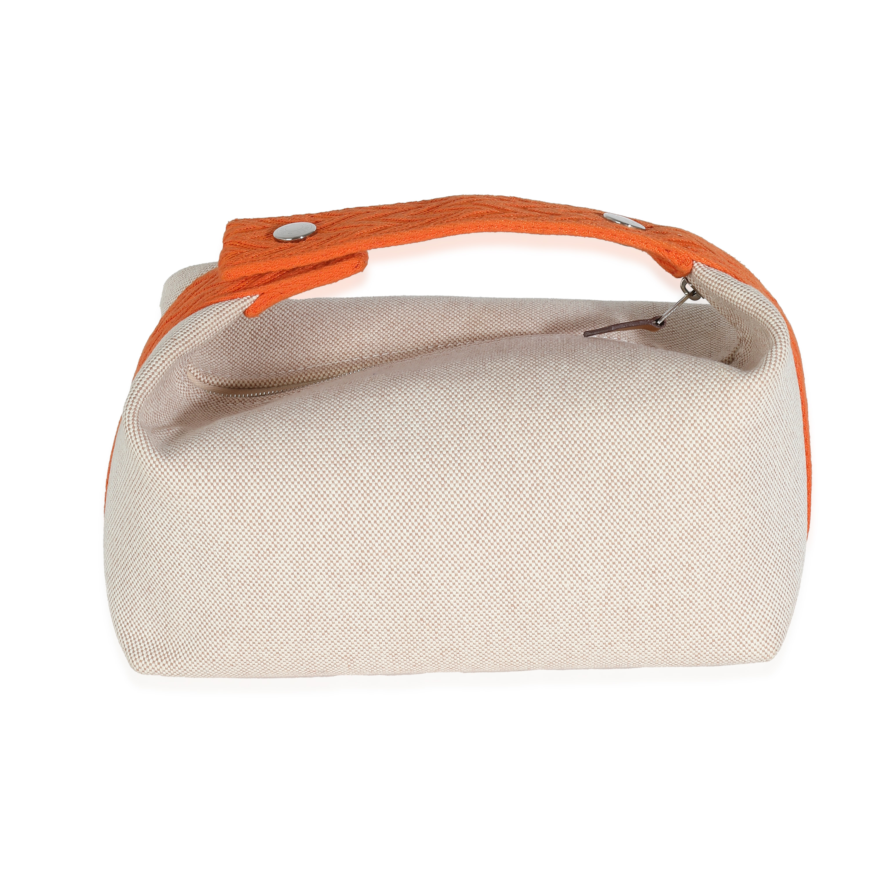 Hermès Natural Orange Canvas Large Bride-A-Brac Pouch-3