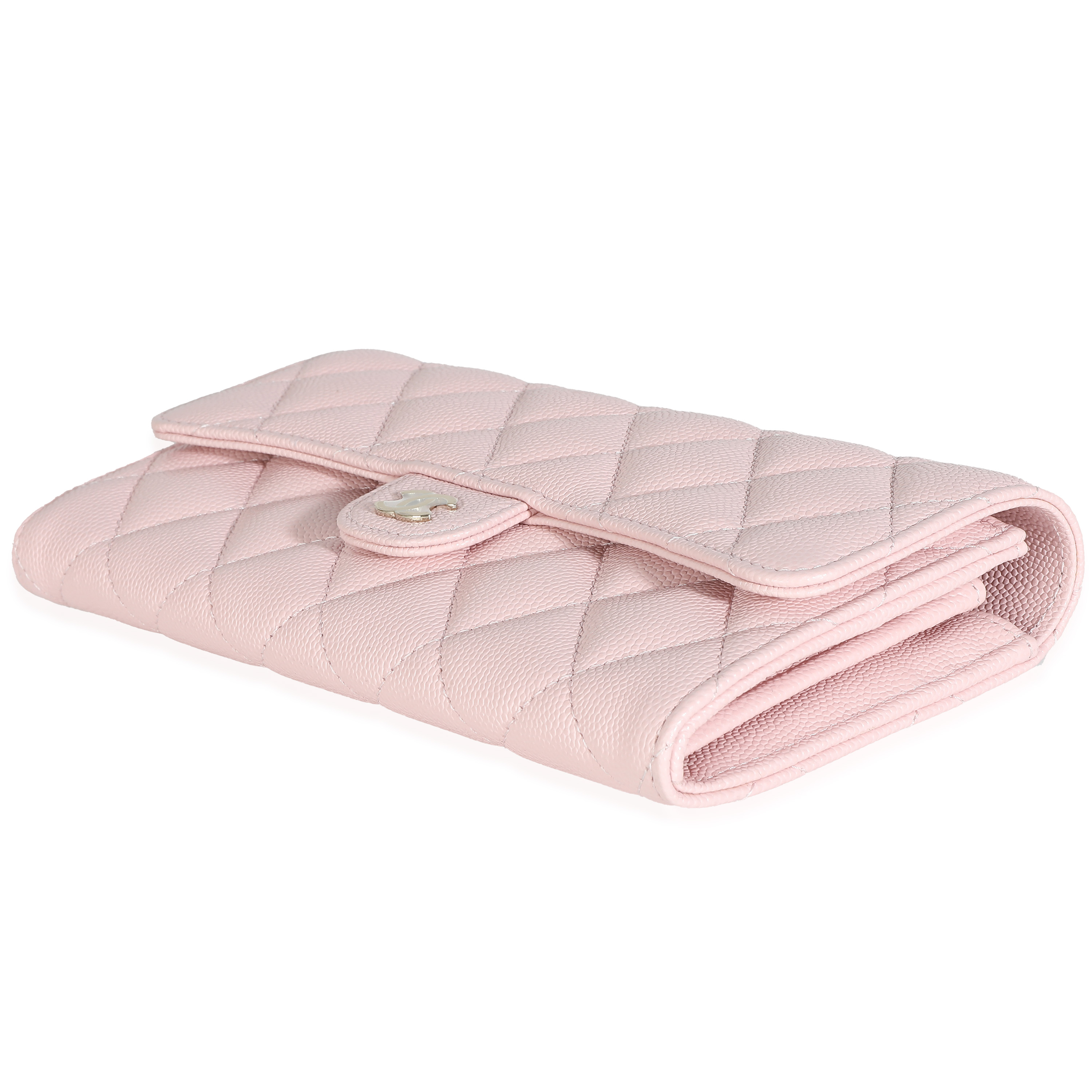 Chanel 22B Pink Quilted Caviar Long Flap Wallet-6
