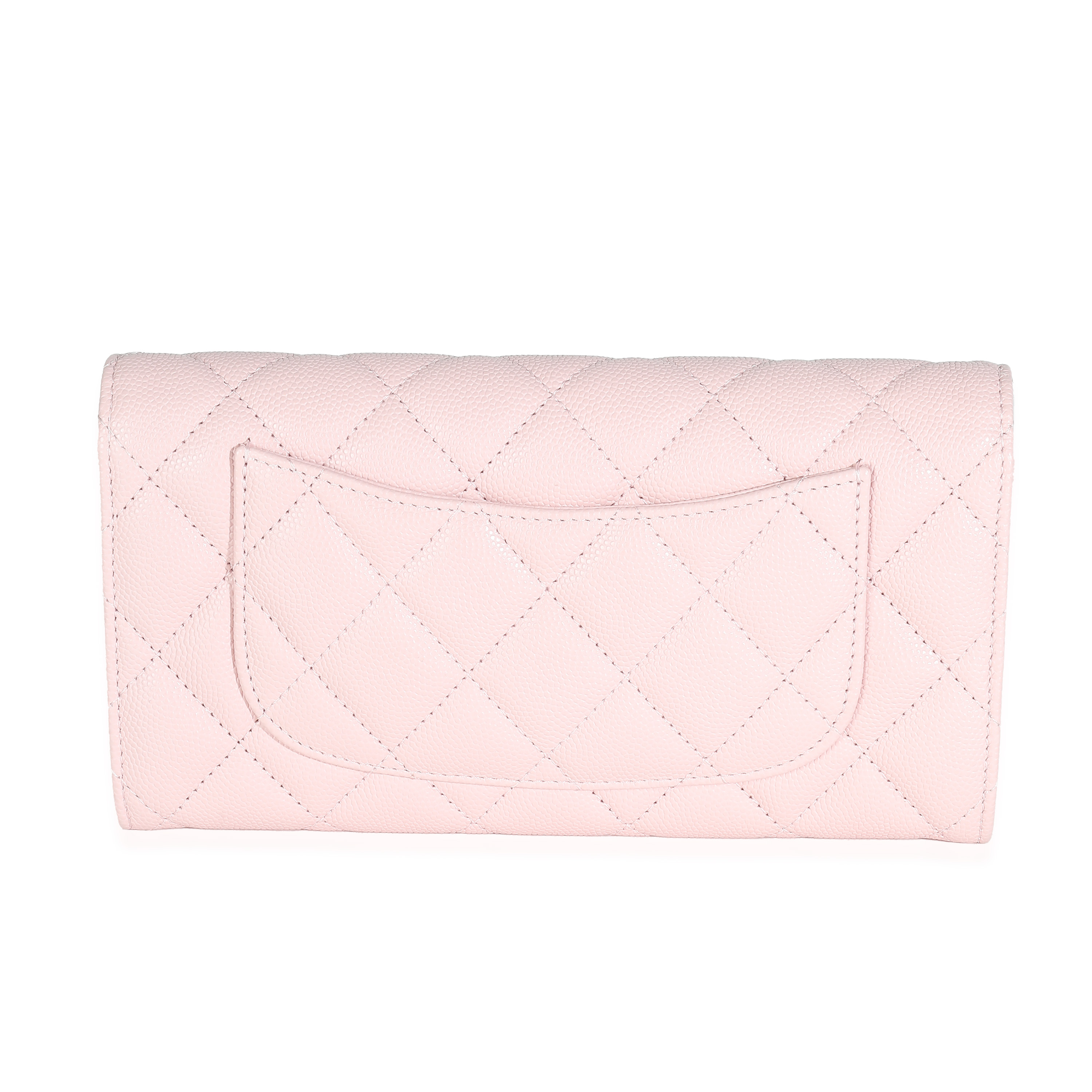 Chanel 22B Pink Quilted Caviar Long Flap Wallet-3