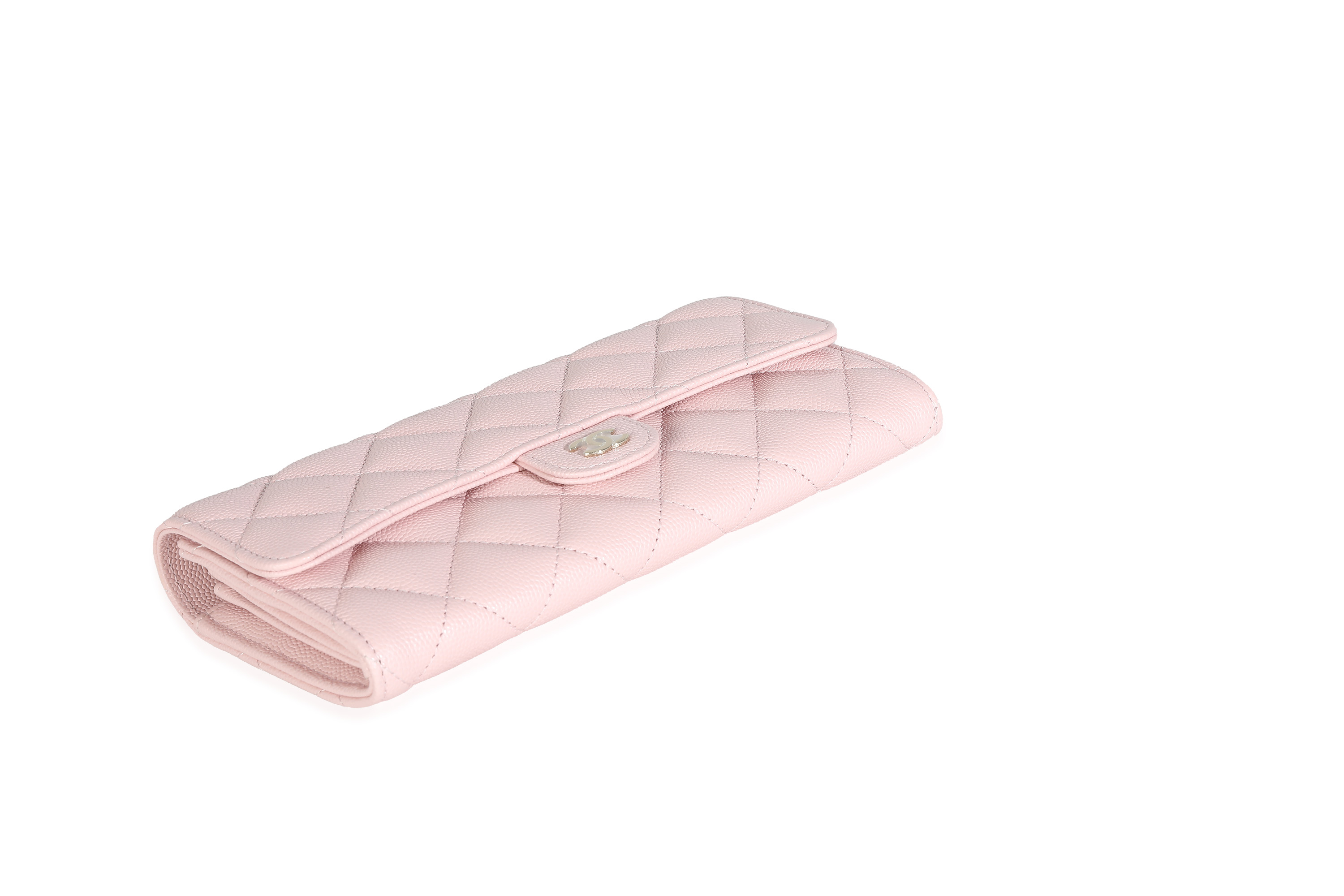 Chanel 22B Pink Quilted Caviar Long Flap Wallet-5