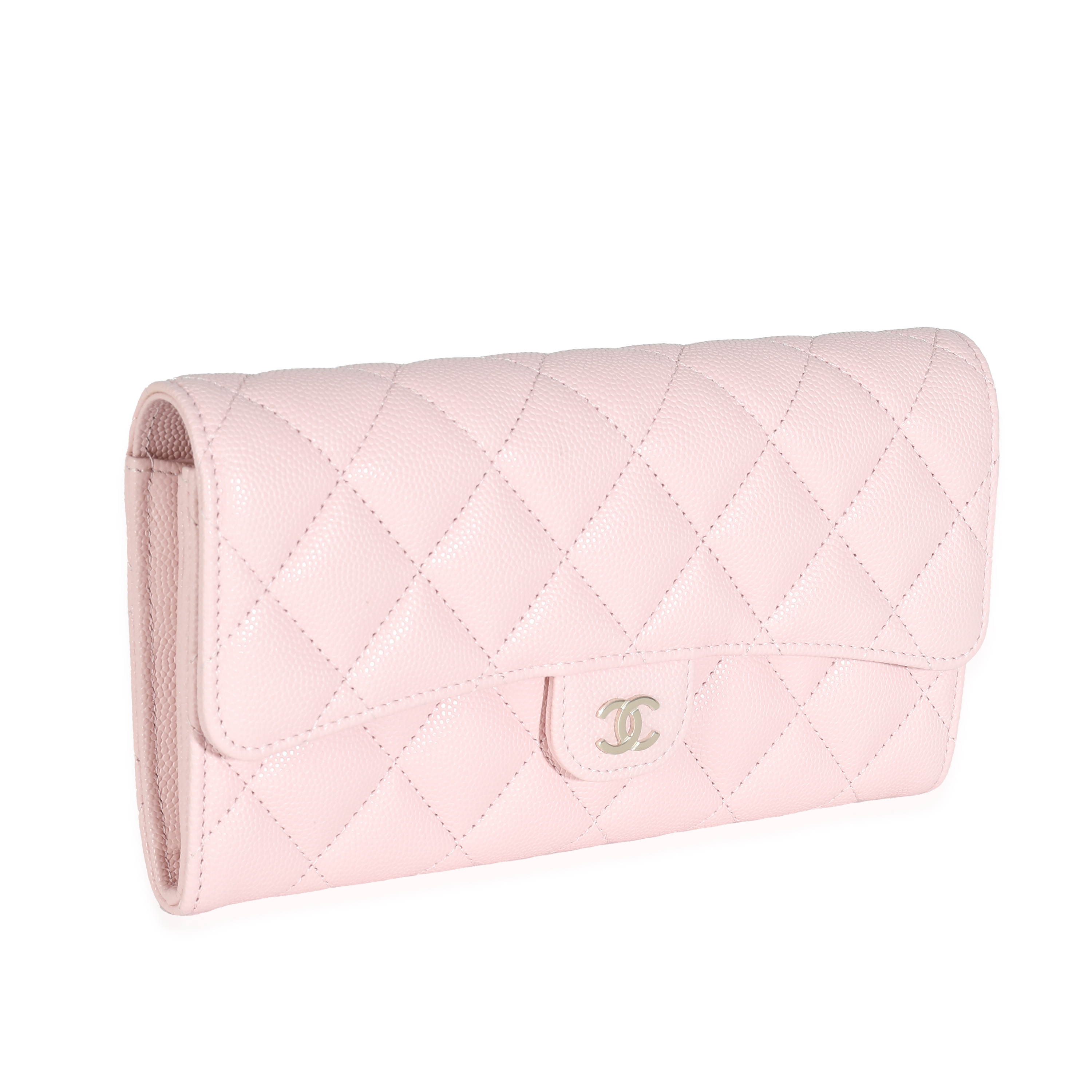 Chanel 22B Pink Quilted Caviar Long Flap Wallet-2