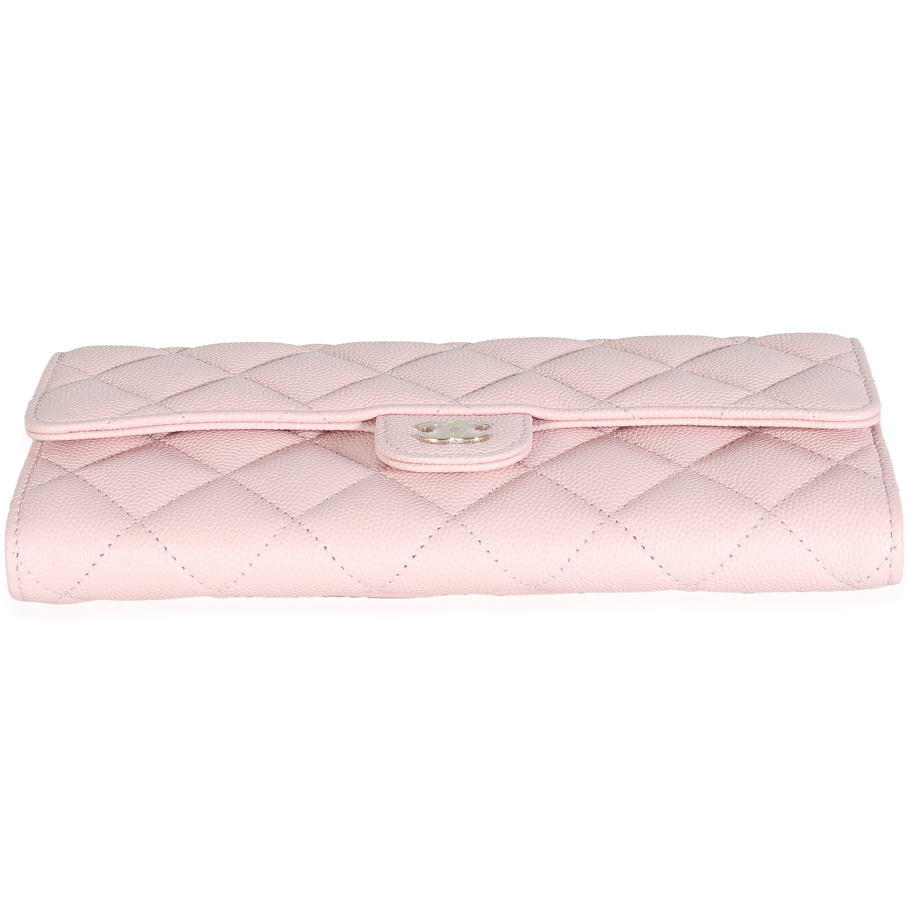 Chanel 22B Pink Quilted Caviar Long Flap Wallet-4