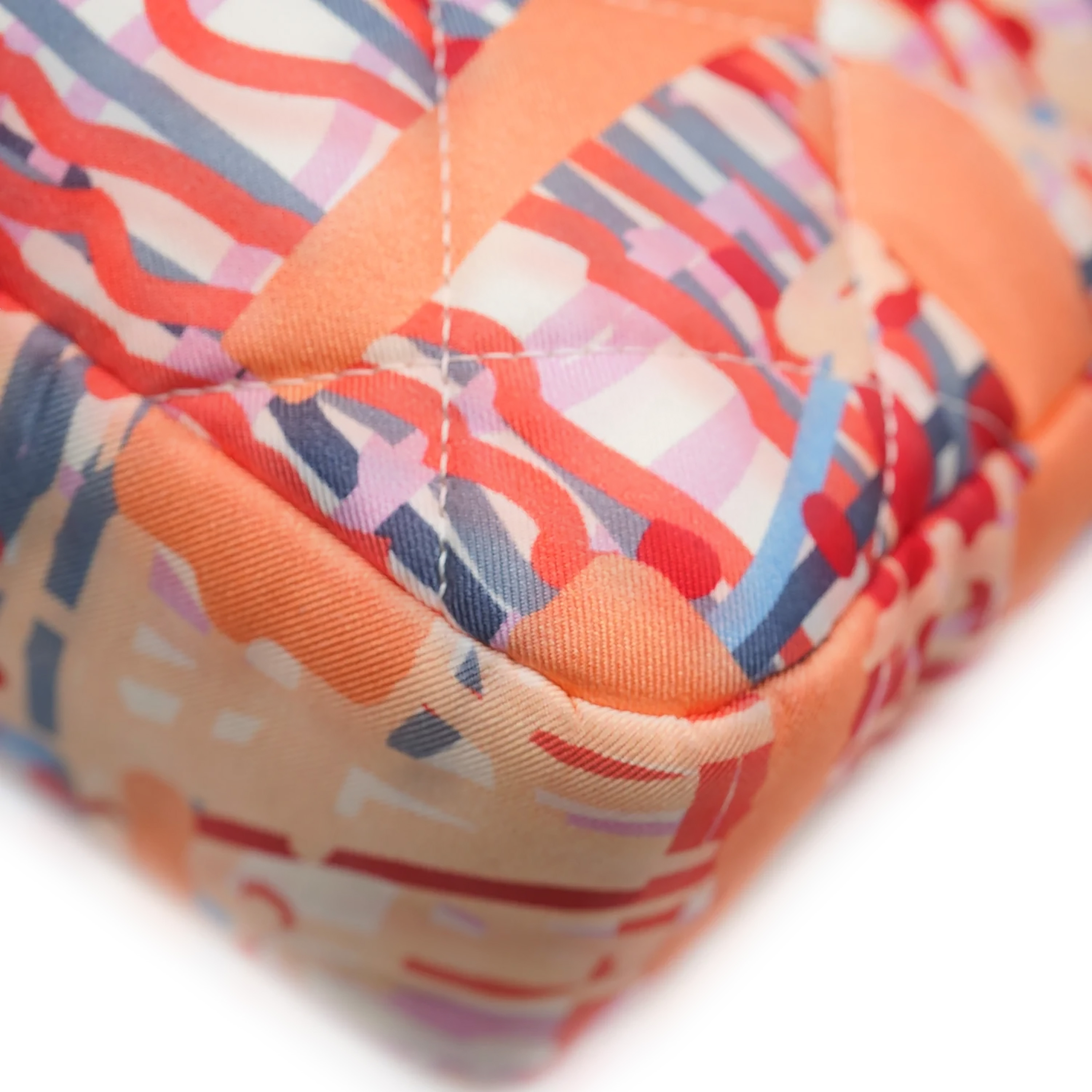Chanel Orange Foulard Fabric Quilted Printed Large Flap-6