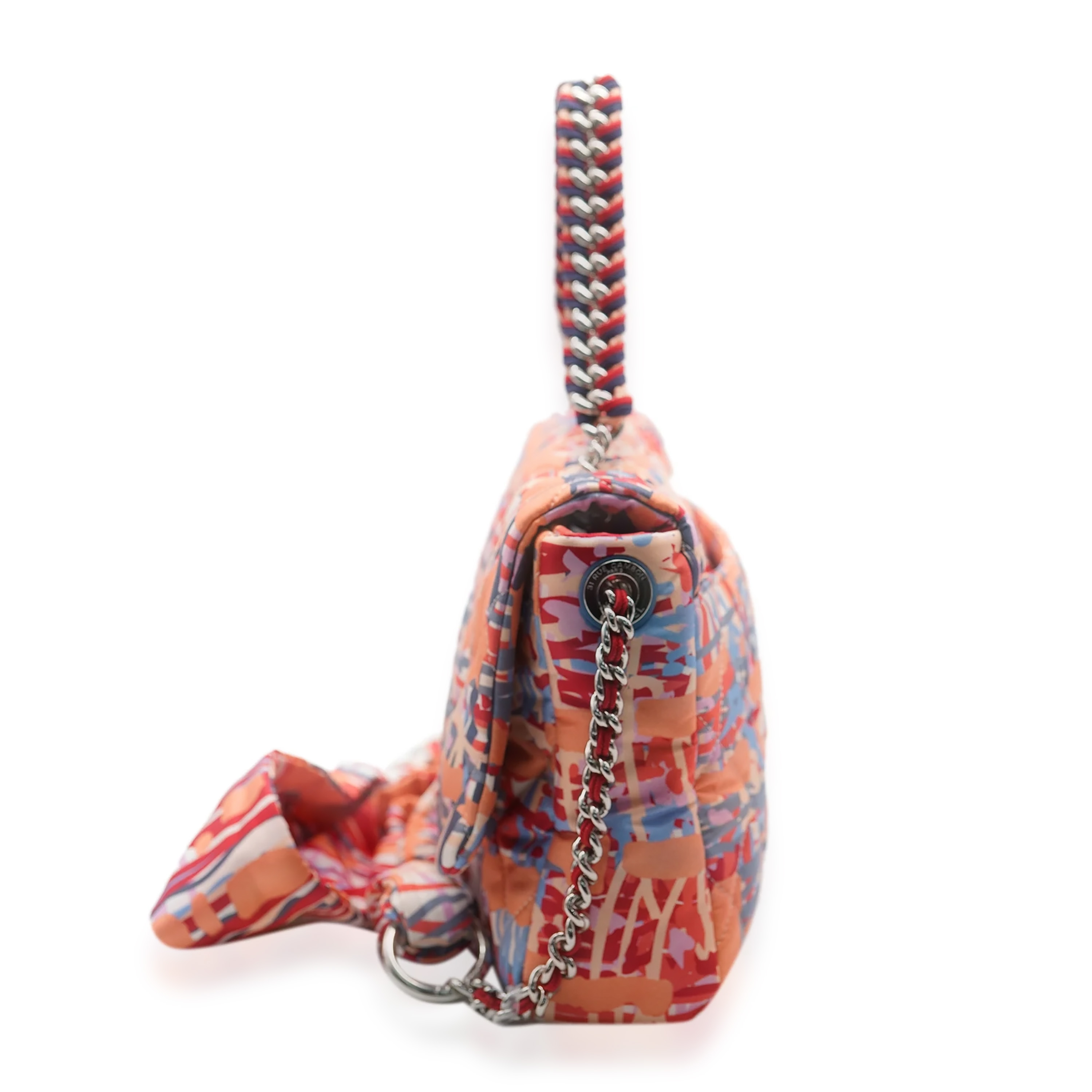 Chanel Orange Foulard Fabric Quilted Printed Large Flap-1