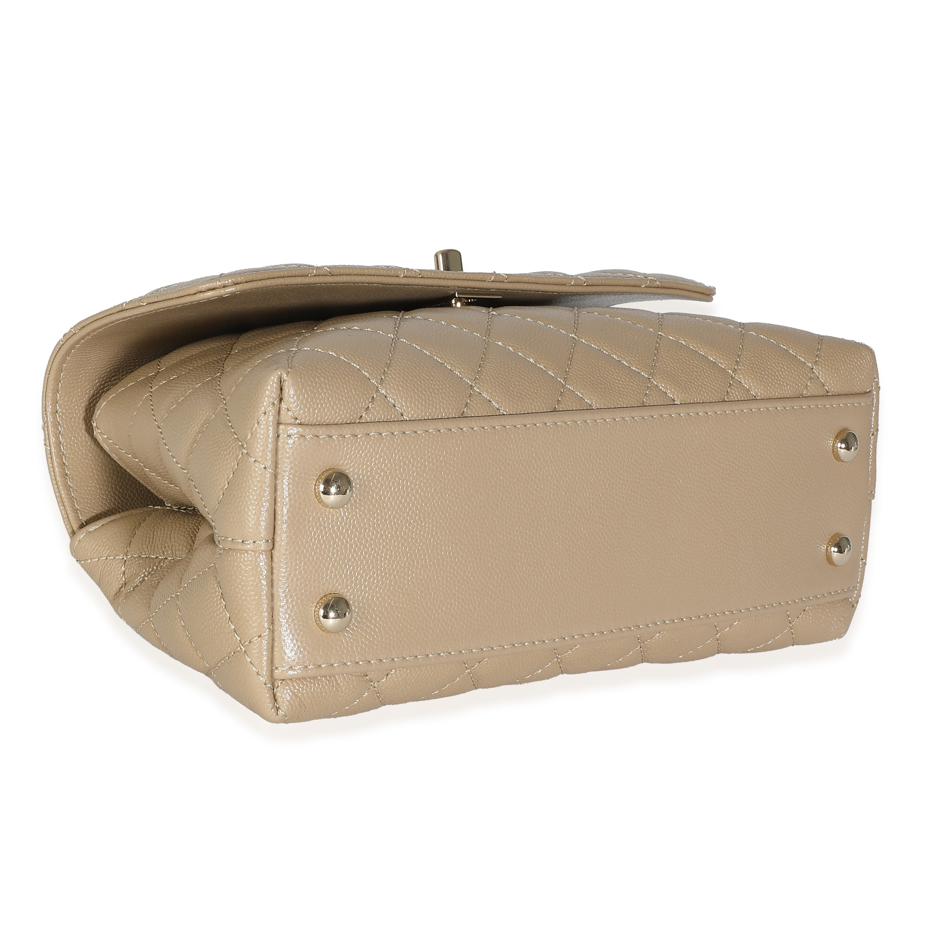 Chanel Beige Quilted Caviar Mini Coco Top Handle Bag-7