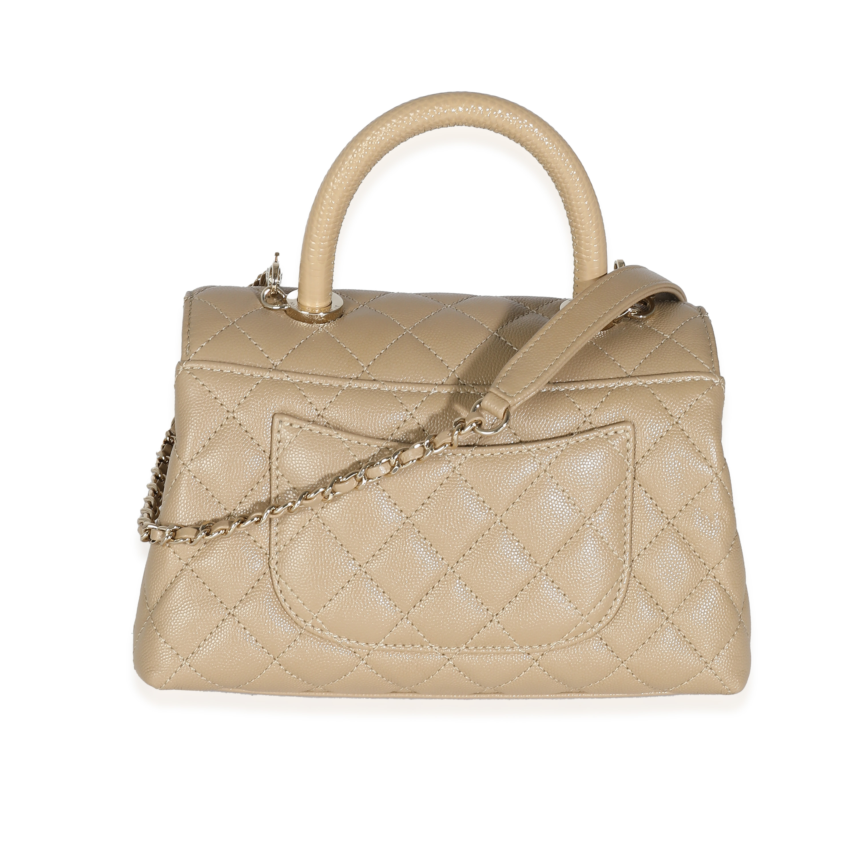 Chanel Beige Quilted Caviar Mini Coco Top Handle Bag-6