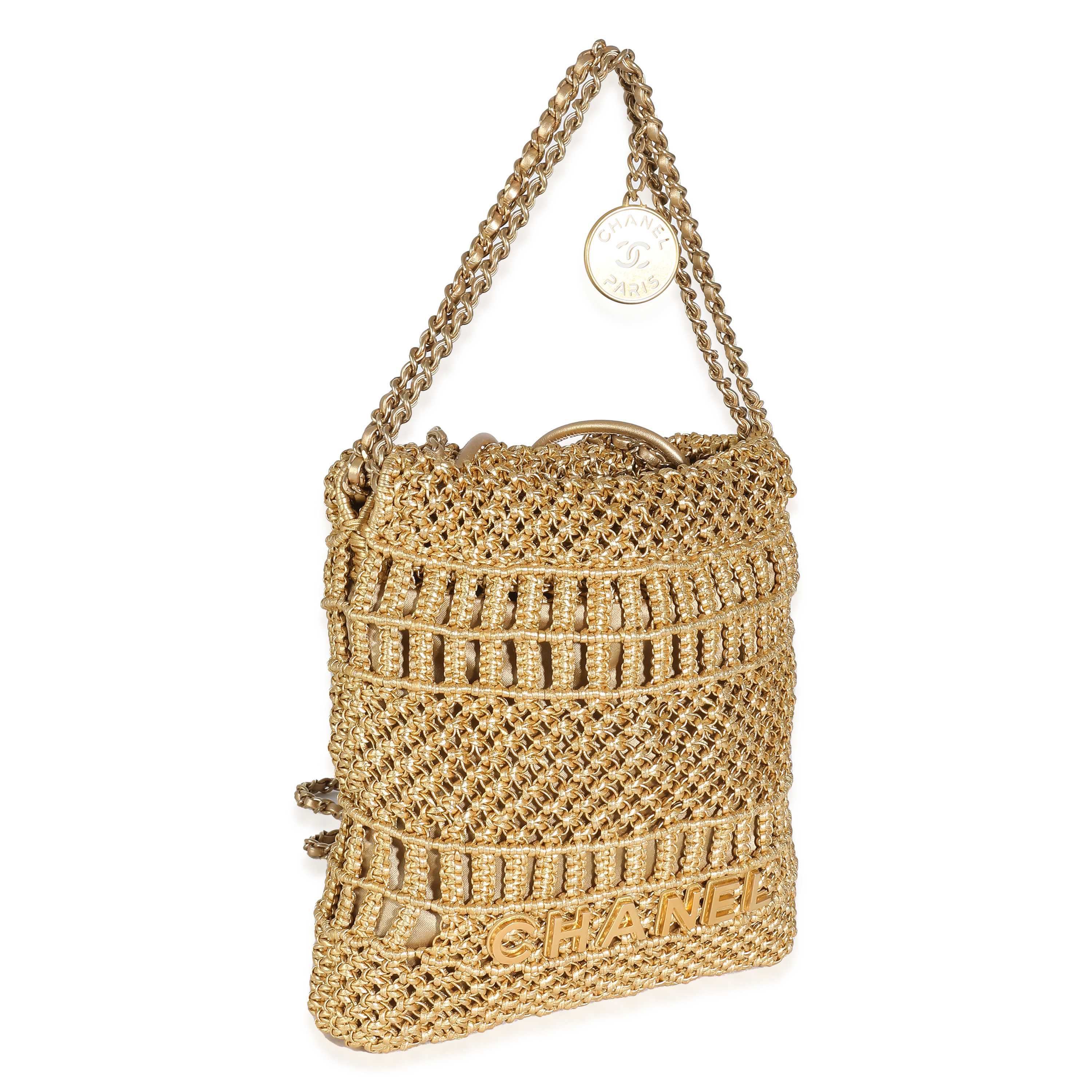 Chanel Métiers dart Gold Macrame Calfskin Mini Chanel 22 Hobo-2