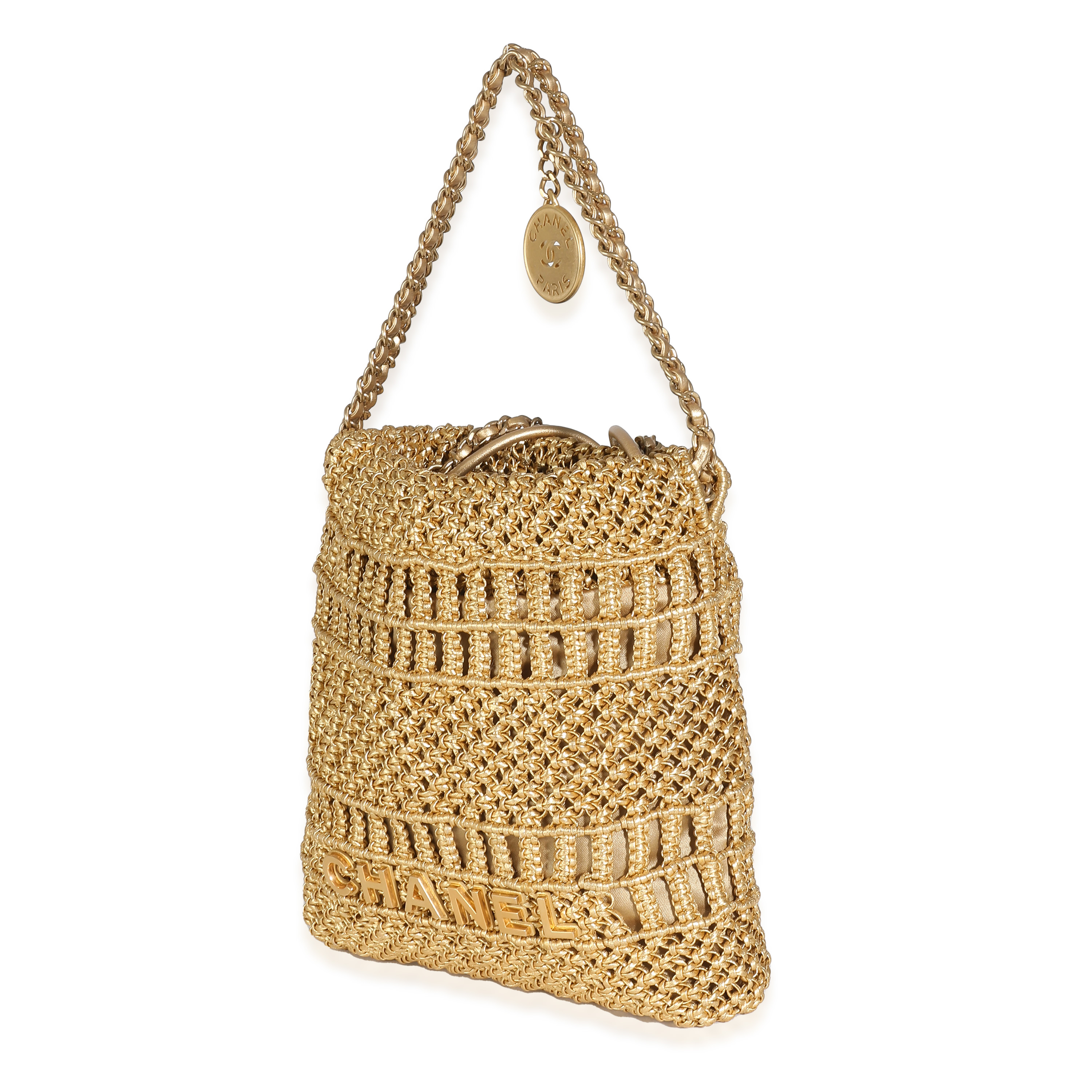 Chanel Métiers dart Gold Macrame Calfskin Mini Chanel 22 Hobo-1