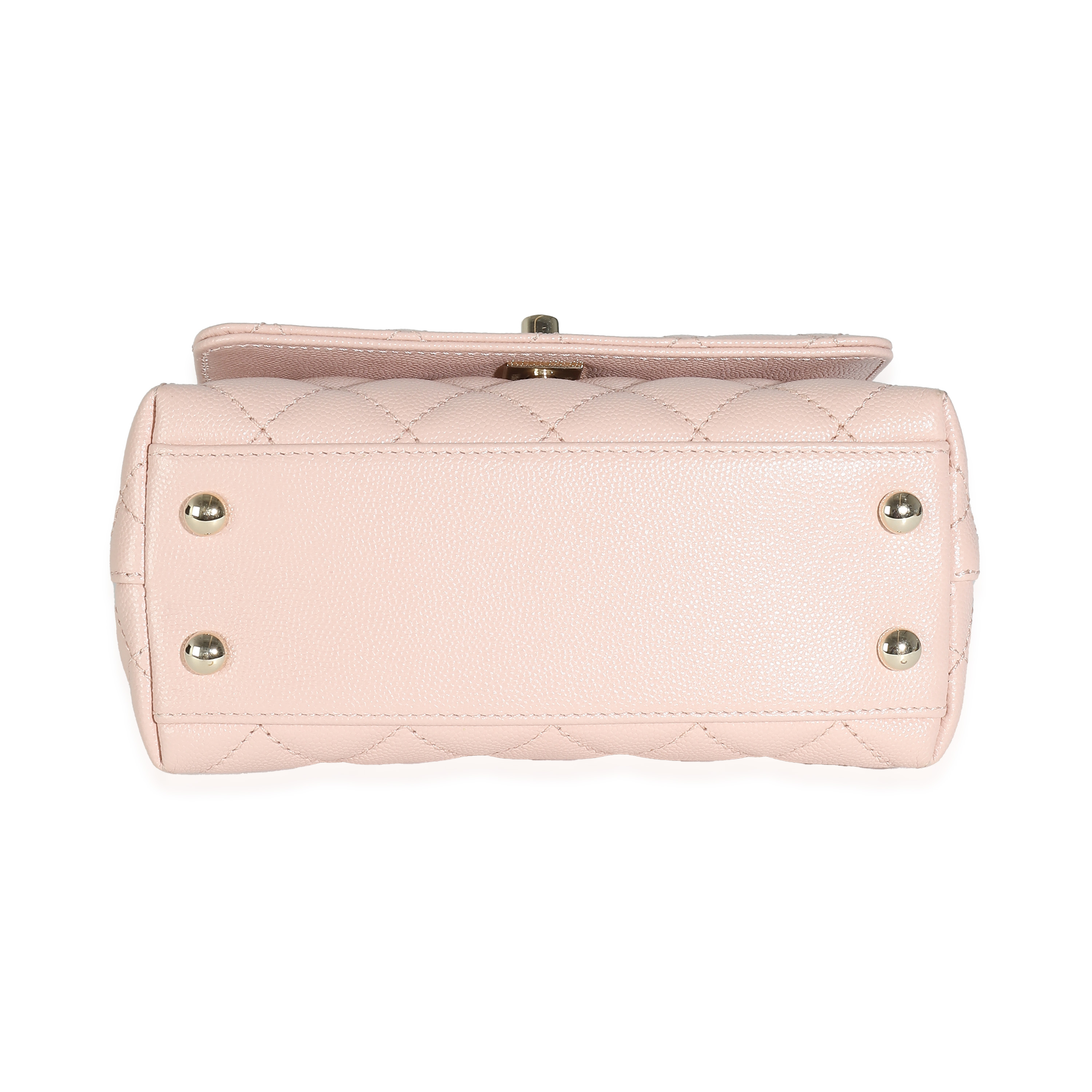 Chanel 21A Light Pink Quilted Caviar Mini Coco Top Handle-6