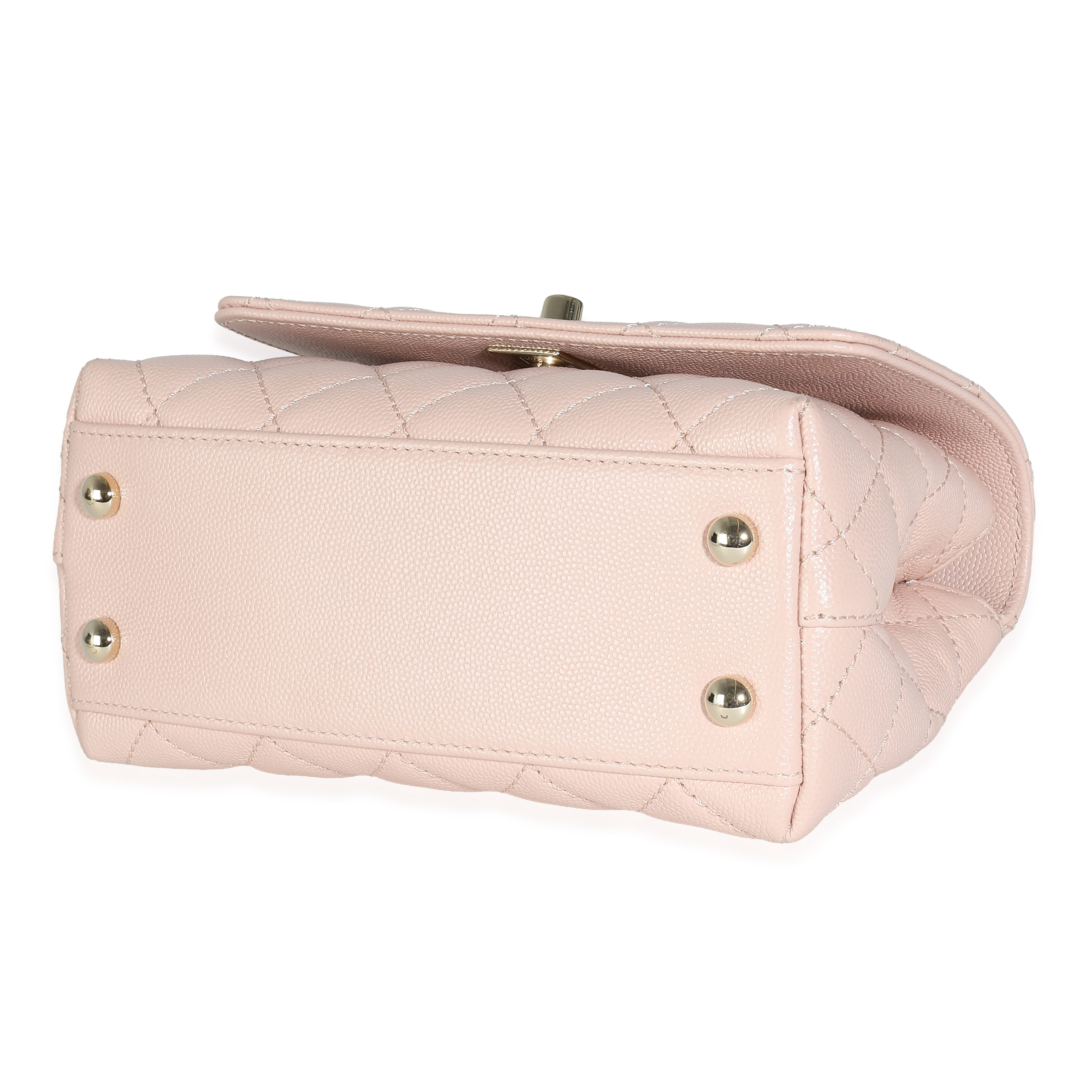 Chanel 21A Light Pink Quilted Caviar Mini Coco Top Handle-5