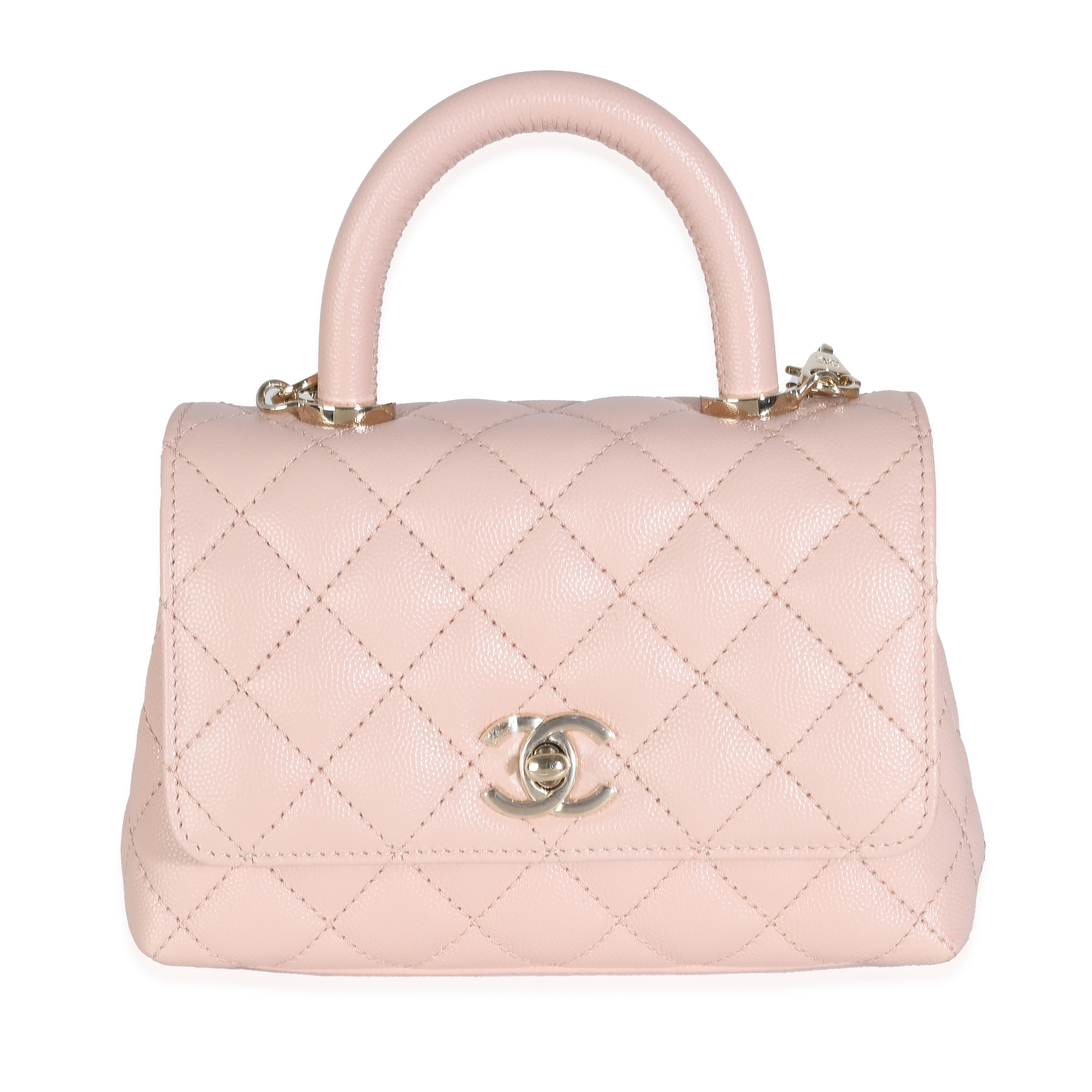 Chanel 21A Light Pink Quilted Caviar Mini Coco Top Handle Chanel 21A Light Pink Quilted Caviar Mini Coco Top Handle