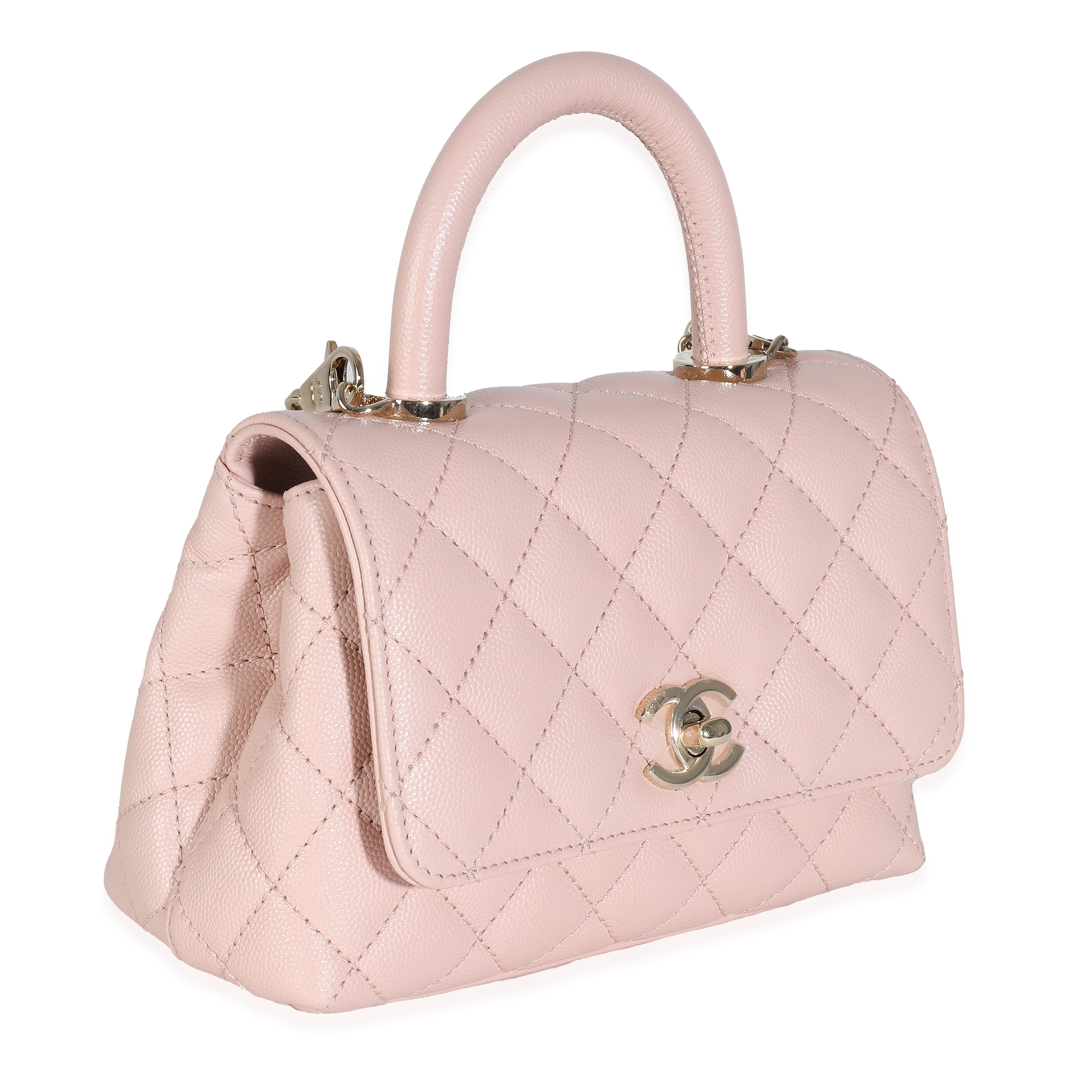Chanel 21A Light Pink Quilted Caviar Mini Coco Top Handle-2