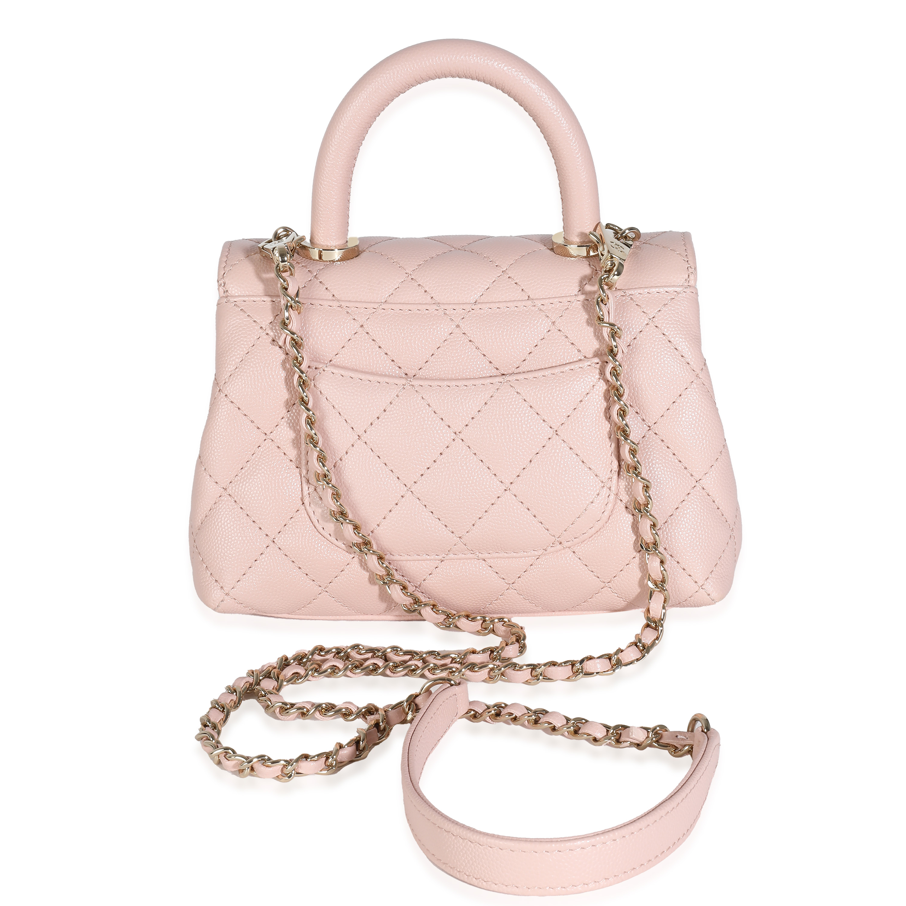 Chanel 21A Light Pink Quilted Caviar Mini Coco Top Handle-4