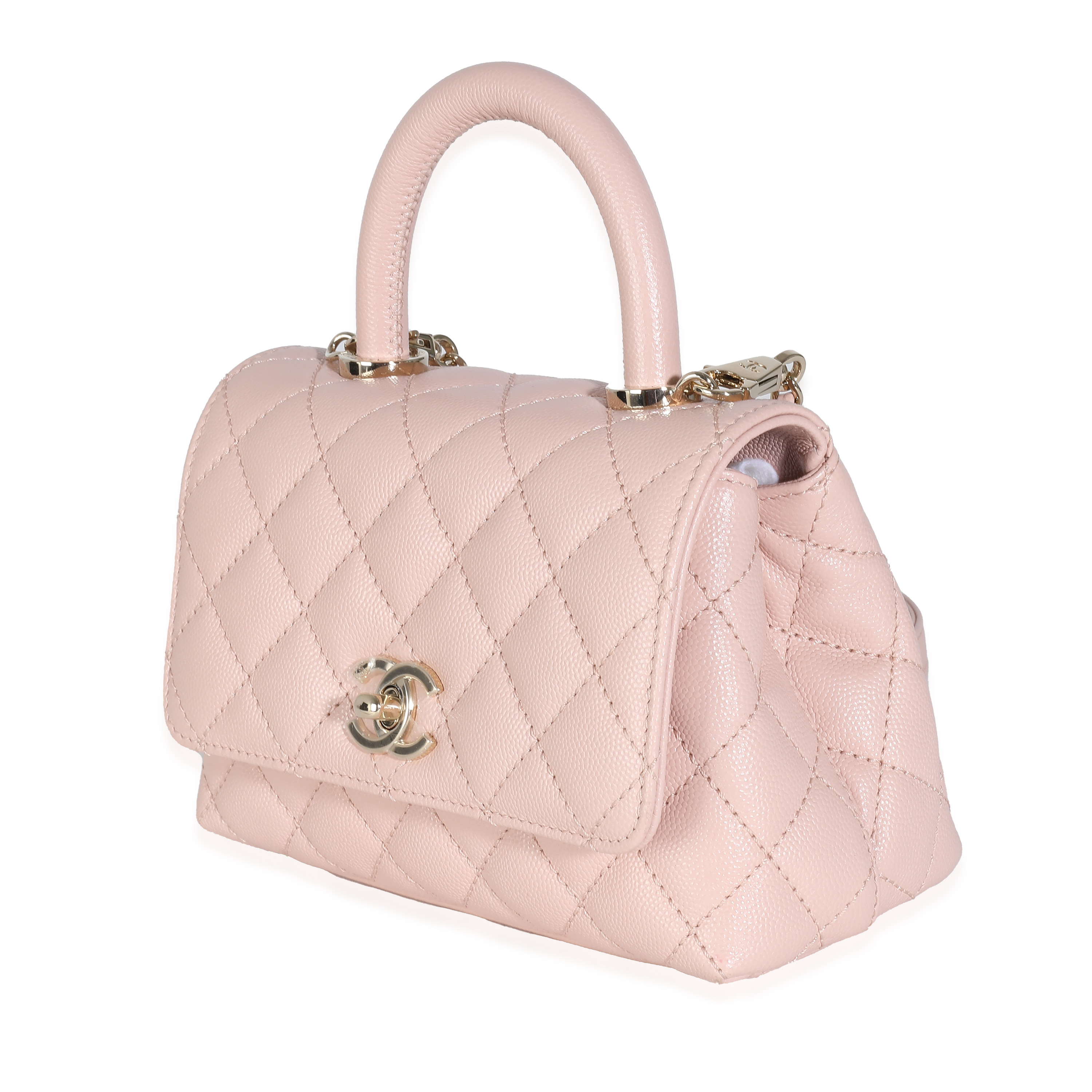 Chanel 21A Light Pink Quilted Caviar Mini Coco Top Handle-1