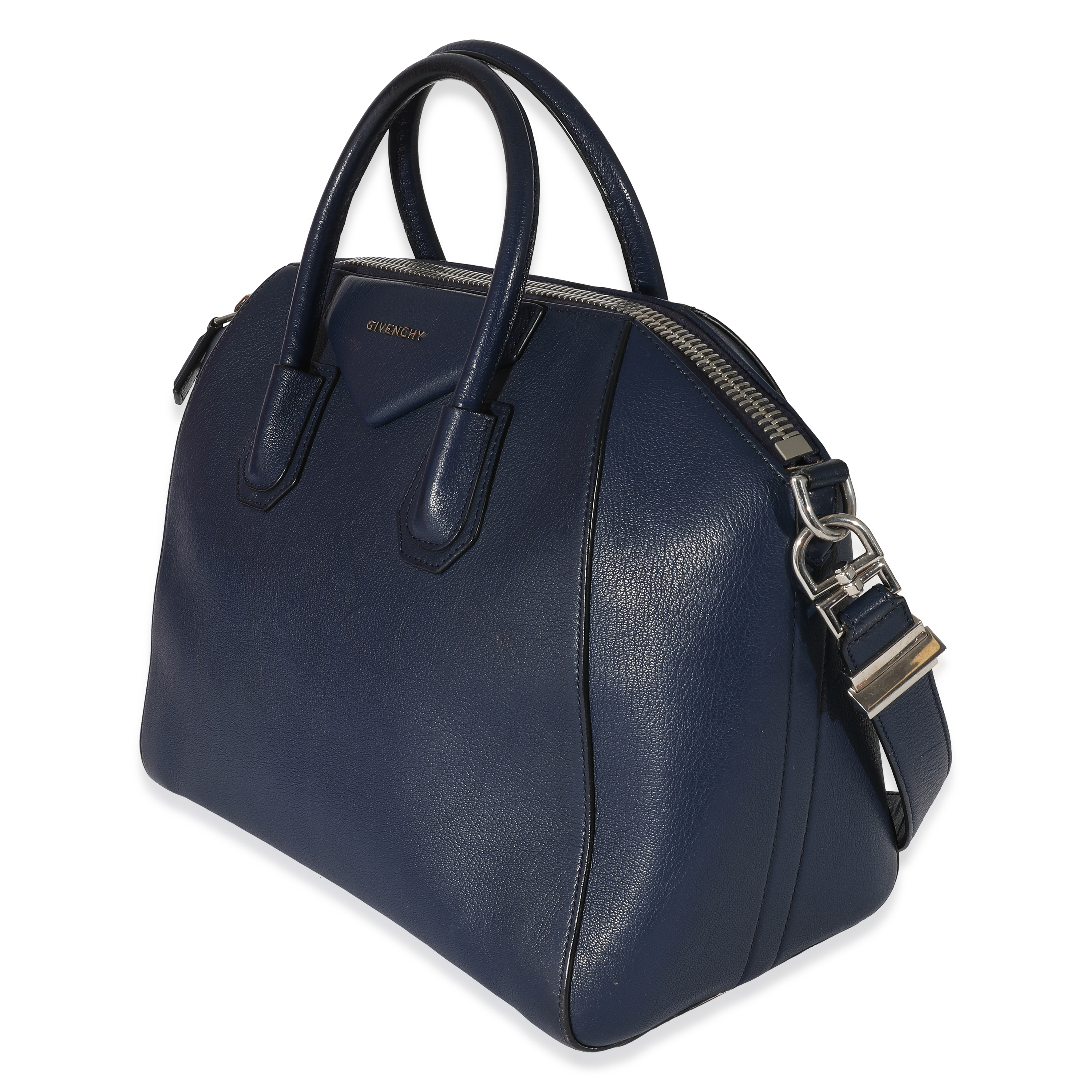 Givenchy Navy Blue Grained Leather Medium Antigona Bag-1